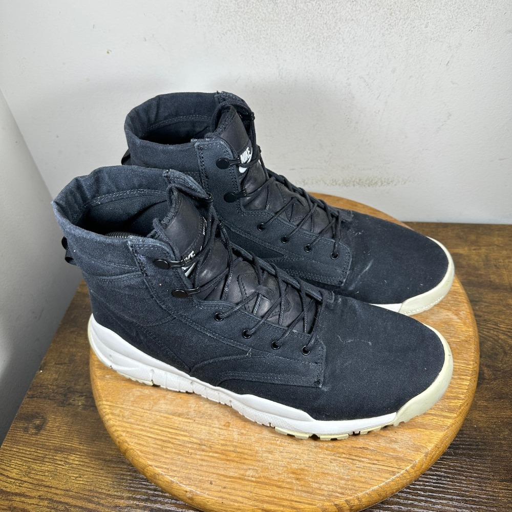 Nike Black Canvas High Top Lace Up Casual Boots Mens Size 12 844577-001